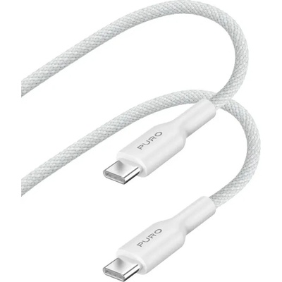 PURO Fabrik 2.0 opletený nabíjací a dátový 240W USB-C / USB-C pre iPhone / iPad / MacBook / AirPods - 2 m PUCCC240FABK42MTWHI