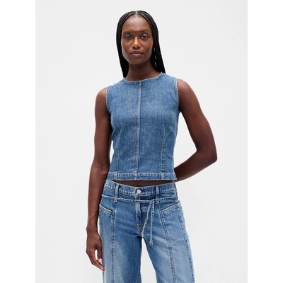 GAP Džínový crop top Tmavě modrá