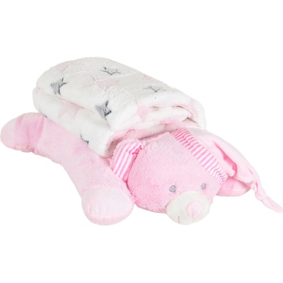 Cangaroo Бебешко одеяло с възглавница Cangaroo - Sleepy Bear, 90 х 75 cm, розово (111960)