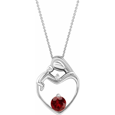 Eppi Přívěsek matka a dítě s granátem a diamantem Ella P35023