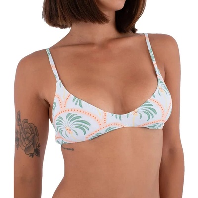 Scoop Crop Print bikini top - White (Beach Clay)