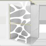 Mexen Kioto+ душ параван с рафт Walk-in 130 x 200 см, бяла вълна, златно четкана - 800-130-121-55-97 (800-130-121-55-97)