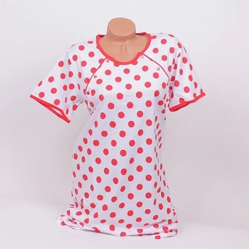 Image 1 of Нощница за кърмещи в бял цвят с червени точки