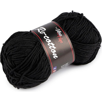 Bavlněná pletací příze Re-Cotton 50 g, střední, 11 (81001) černá