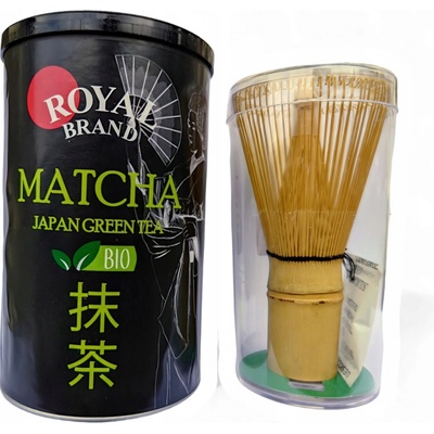 Royal Brand japonská bio matcha sada s bambusovou metličkou chasen 100 g
