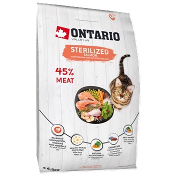 ONTARIO STERILISED SALMON Adult cat food - суха храна за кастрирани котки, със сьомга 6, 5 кг, Чехия 213-10777