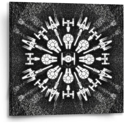 Sablio Obraz Star Wars Vesmírne lode na šedom abstrakte - 50x50 cm