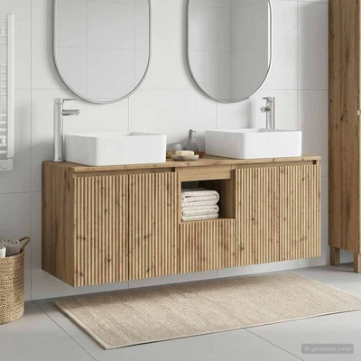 vidaXL Комплект шкафове за баня 3 бр. Дъб артизан 53 x 35 x 63 см (3405666)