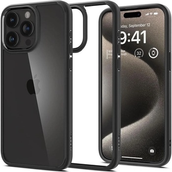 Spigen Противоударен Калъф за iPhone 15 Pro, SPIGEN Ultra Hybrid Case, Черен (ACS06713)