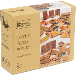 ANDREU Toys Детска дървена игра Andreu toys - Домино-пъзел, животни (16113) - ozone