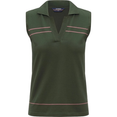 K-Way Дамска поло тениска K-Way Women's Jaligne Stripes Polo shirt - Green Africa / Violet - размер XS (916-6717-0111)