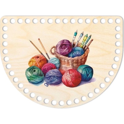 Woody Crafts Víko pro košík 30x20 cm, půl oválu 15 x 20 cm, Klubíčka