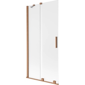 Mexen Velar параван за вана с 2 плъзгащи се крила 95 x 150 cm, матирано стъкло, четкана мед - 896-095-000-31-65 (896-095-000-31-65)