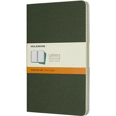 Moleskine Sešity Cahier A5 linkovaný 3 ks tmavě zelené