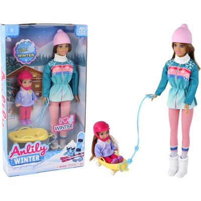 Lean Toys Anlily s malou bábikou na saniach
