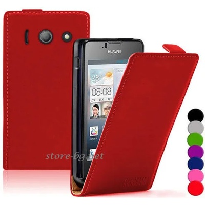 Huawei Ascend Y300 Флип2 Кожен Калъф + Скрийн Протектор