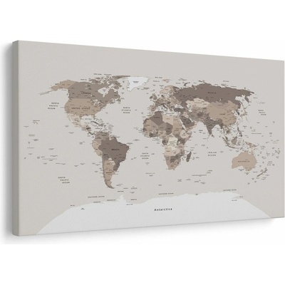 Obraz mapa sveta v béžovom prevedení