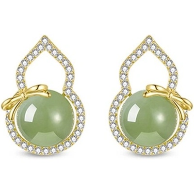 JAY stříbrné nefritové náušnice Yan symbol malé tykve JAY-9205 stříbrná