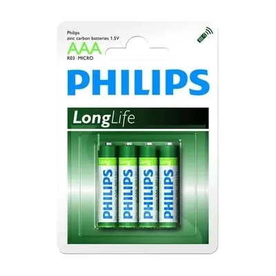 Philips Longlife батерия R03 AAA (E), 4-blister (R03L4B/10)