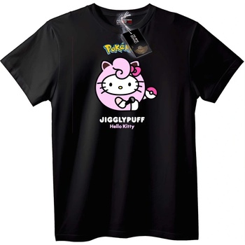 NOONEBRAND Тениска Pokémon Jigglypuff x Hello Kitty - 2XL, Black
