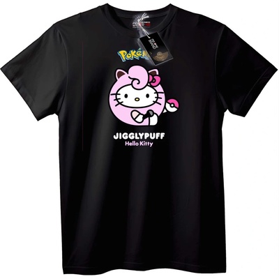 NOONEBRAND Тениска Pokémon Jigglypuff x Hello Kitty - 2XL, Black