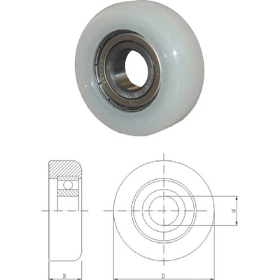 polyamidové kolečko D-70; d-20; B-22mm s ložiskem