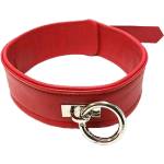Rouge Leather Plain Collar with Removeable O-Ring Red