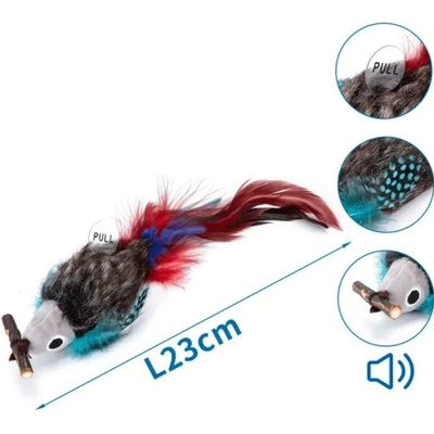 Nobleza plyšový pták se zvukem a catnipem 23 cm