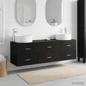 vidaXL Комплект мебели за баня 3 бр. Черно 161, 5 x 44, 5 x 80 см (3405940)