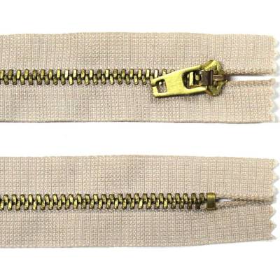 Kovový zip no.3 nerozepínací 10cm mosazné zlaté zoubky - více barev color: 707 béžová světlá