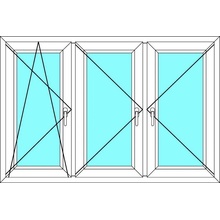 Ekosun Plastové okno Ekosun 6 Trojkřídlé se sloupky 170x140 Dekor - Dekor