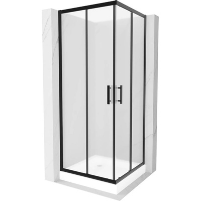 Mexen Rio квадратна душ кабина 70 x 70 см, матирано, черно + поддушово корито, (860-070-070-70-30-4510)