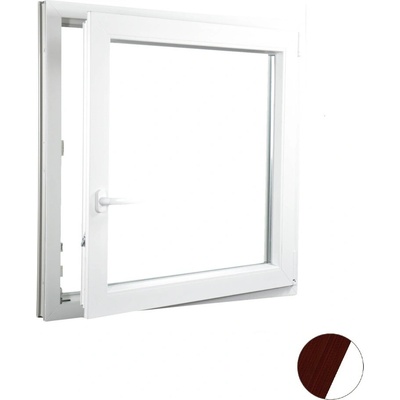 Aluplast plastové jednokřídlo 1400 x 1400 mm Mahagon/bílá, Pravé, Dvojsklo Ug= 1,1