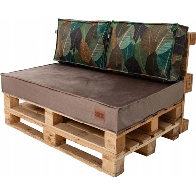 Golden Garden Paletové sedenie GG40 podsedák a vankúš 120 x 80 x 15 cm slabo hnedá vzor kvety