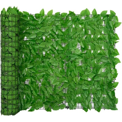 vidaXL Balkónová zástěna se zelenými listy 300 x 100 cm