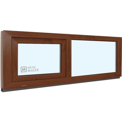 KÖMMERLING Plastové okno - 70 AD, 2100x600 mm, FIX/S, ořech čiré, ořech/ořech