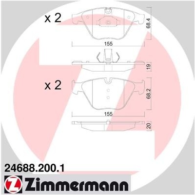 ZIMMERMANN Sada brzdových platničiek kotúčovej brzdy 246882001