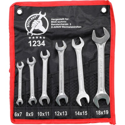 BGS technic Oboustranné otevřené klíče Kraftmann 6 ÷ 19 mm Sada 6 dílů v tašce BGS 101234