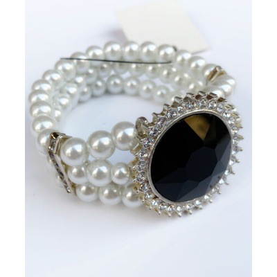 Fashion Jewelry perla s černým kámenem 2-bn351