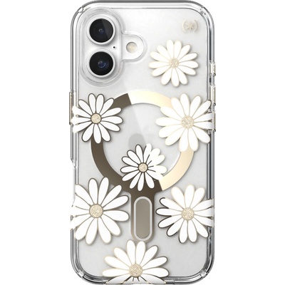 Speck Калъф Speck Presidio Lux-Clear Glitter, MagSafe, ClickLock, за iPhone 16, Sunshine Daisies (24761)
