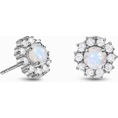 Royal Exklusive Royal Fashion strieborné rhodiované kôstkové náušnice Mesačný kvet s drahokamom Moonstonom a drahokamami topazy GU-DR23079E-SILVER-MOONSTONE-TOPAZ