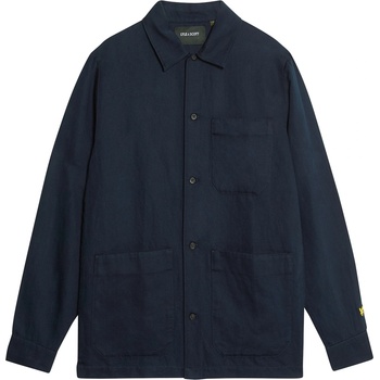 Image 1 of Lyle and Scott Риза с дълъг ръкав Lyle and Scott Men's Linen Blend Long Sleeve Oversized Fit Overshirt - Dark Navy