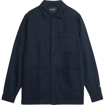 Lyle and Scott Риза с дълъг ръкав Lyle and Scott Men's Linen Blend Long Sleeve Oversized Fit Overshirt - Dark Navy