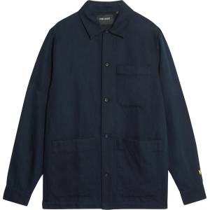 Lyle and Scott Риза с дълъг ръкав Lyle and Scott Men's Linen Blend Long Sleeve Oversized Fit Overshirt - Dark Navy