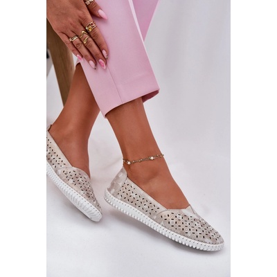 Evento Semišové perforované dámské polobotky zlatobéžové Chulieta šedá