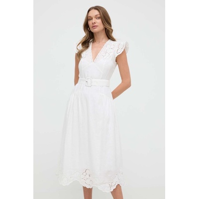 TWINSET Ленена рокля Twinset в бяло дълга разкроена (241TT2330)