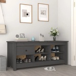 vidaXL Шкаф за обувки, сив, 110x38x45, 5 см, бор масив (814596)