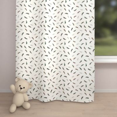 Biante Detský bavlnený záves Sandra SA-460 Zeleno-ružové pierka na bielom 150x210 cm