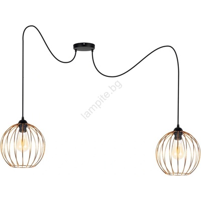 BELIS Пендел MATT 2xE27/60W/230V паяк черен/меден (BE0736)