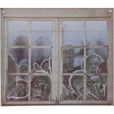 Fiestas Guirca plakát na okno - Zombie, 80 x 90 cm, černobílý